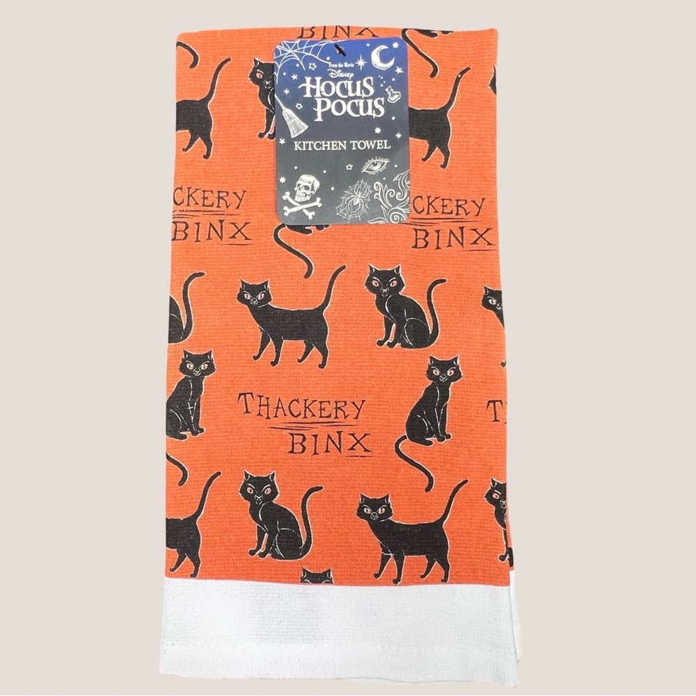 Disney NEW Kitchen Towel Thackery Binx Hocus Pocus Halloween Black Cat NWT